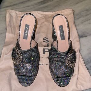 Sarah Jessica Parker Tinker Scintillate Sparkly Block Heels EU size 36 US size 6